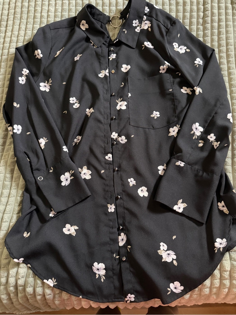 Black Floral Button-Up Shirt